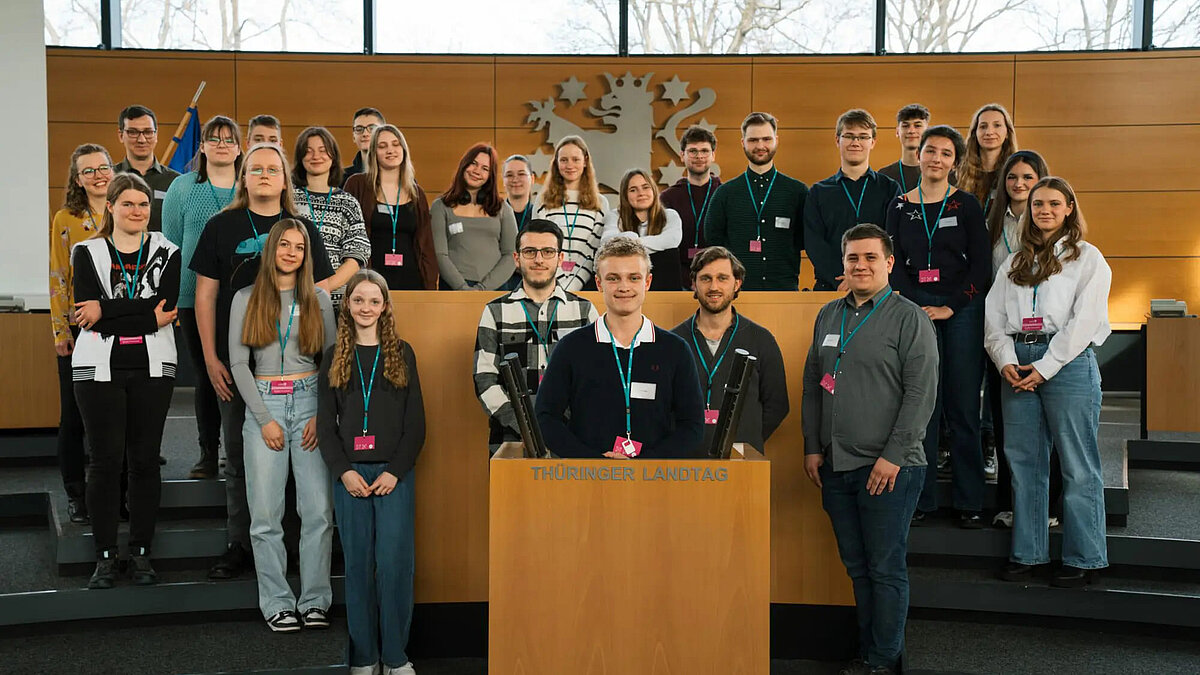 Abschlussveranstaltung des Jugend-Teams im Thüringer Landtag. 